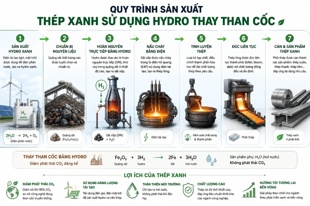 Thép xanh sử dụng hydro