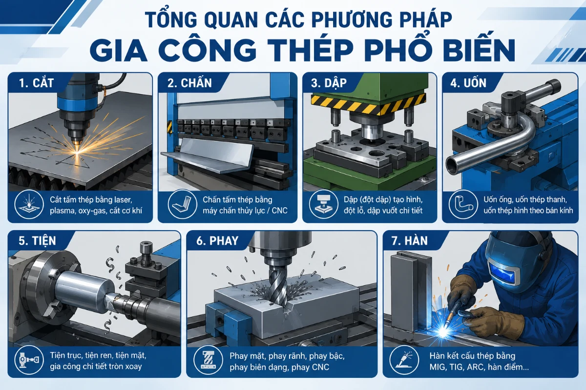 Các Loại Gia Công Thép Phổ Biến Nhất Hiện Nay Là Gì?