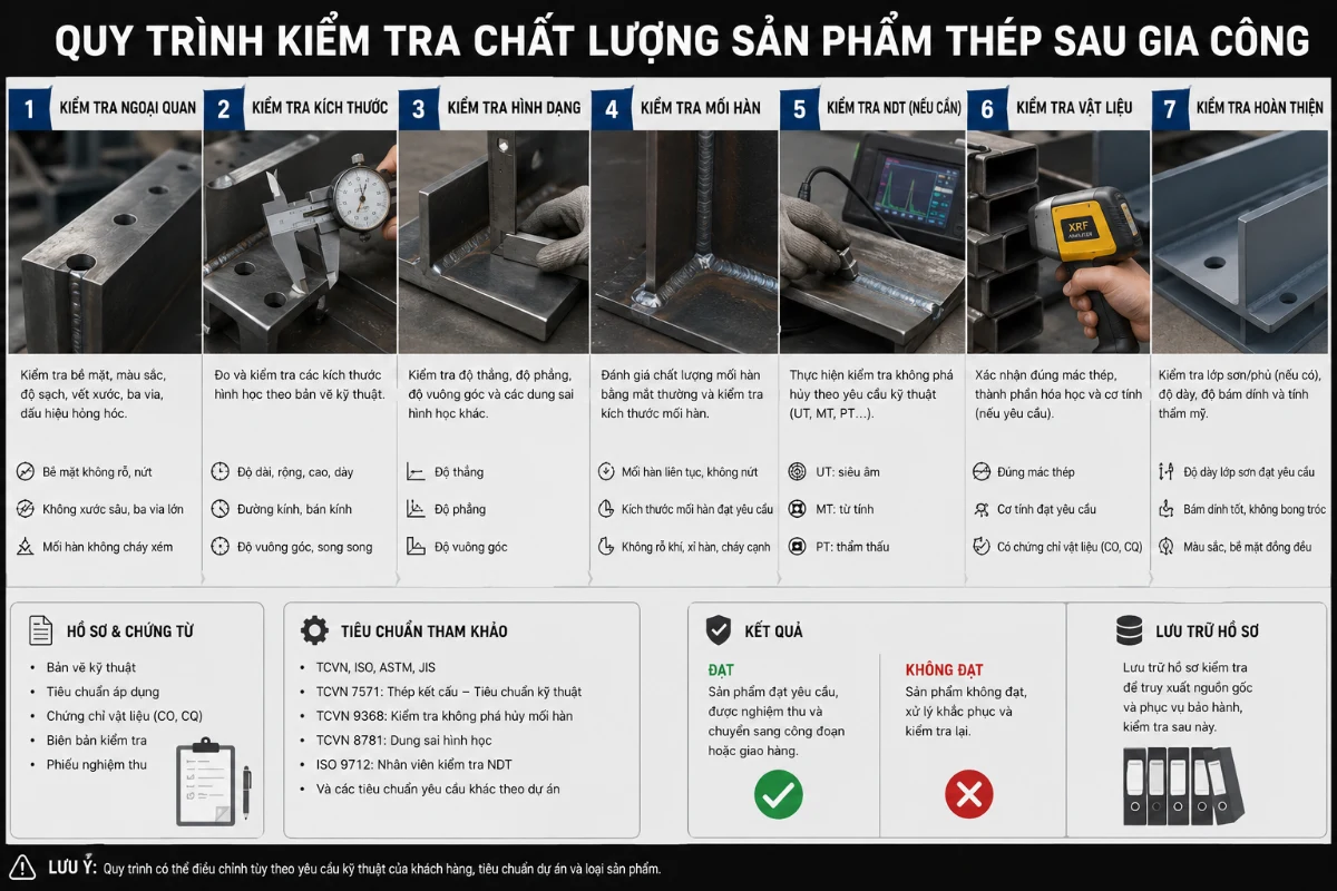 Quy tr&igrave;nh kiểm tra gia c&ocirc;ng th&eacute;p