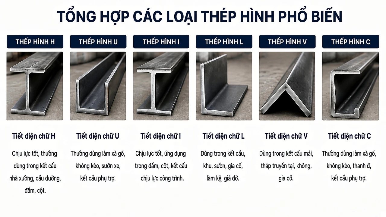 Thép Hình Là Gì? Phân Loại, Ứng Dụng Và Bảng Giá 2026